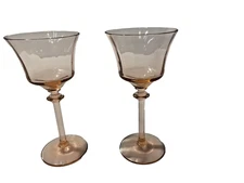 2 Vintage Heisey PINK FLAMINGO? SHERRY WINE Glasses