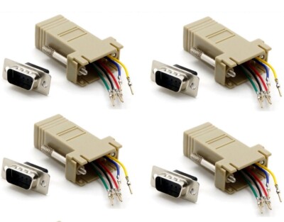 4x DB9 Male RS232 to RJ11 RJ12 6P6C 6 Wire Telephone Phone Modular Adapter