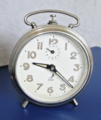 Alter JAZ Kinic Wecker rund Metall verchromt Vintage 40er bis 50er Jahre