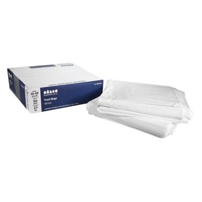Plasticplace 55-60 Gallon White Trash Bags, 0.7 Mil, 38