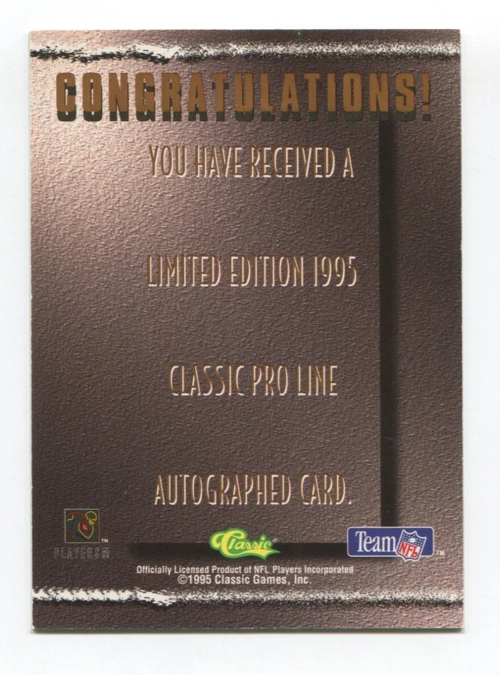 1995 Classic Pro Line John Walsh Signed Card Football Autograph NFL AUTO - Image 2 of 2