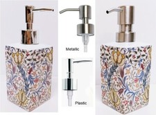 William Morris Flora Soap Dispenser Porcelain 200ml 7oz Metal or Plastic Pump
