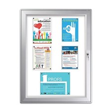 Enclosed Magnetic Notice Bulletin Board Silver Aluminum Frame Indoor / Outdoor