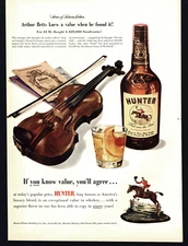 1950 HUNTER BLENDED WHISKEY EQUESTRIAN BETT'S SHOP VINTAGE PRINT AD