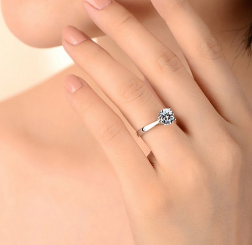 4 Prong 1 Ct Cubic Zirconia Silver Plated Engagement Promise Ring RS64 - Afbeelding 2 van 3