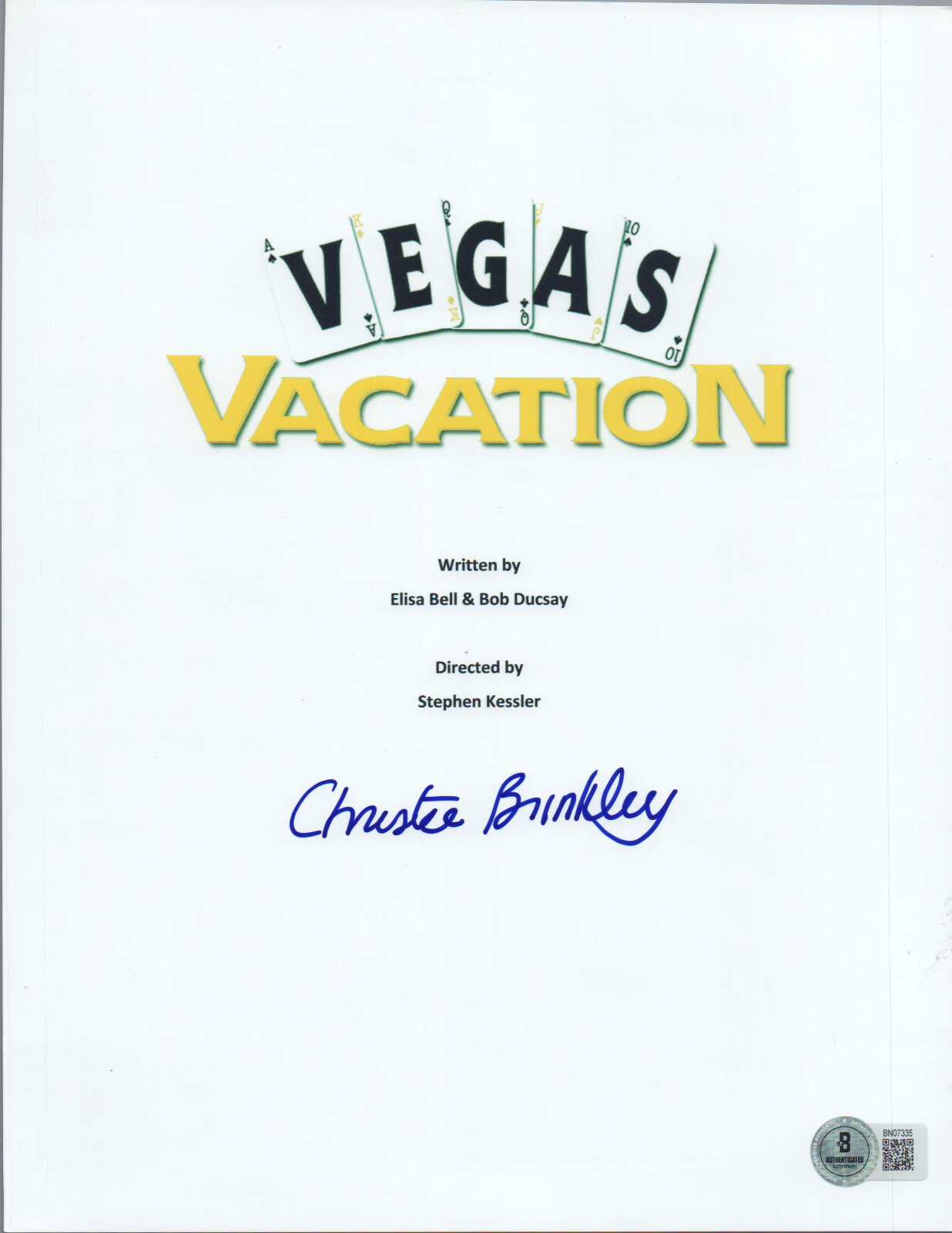 Christie brinkley signed autograph vegas vacation full script beckett bas