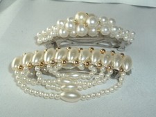 VINTAGE 2 FAUX PEARL HAIR BARRETTES UP DO ACCESSORY