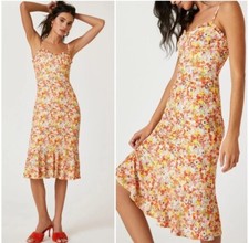 Anthropologie Hutch Sweetheart Bustier Midi Dress Floral Sleeveless Large Event