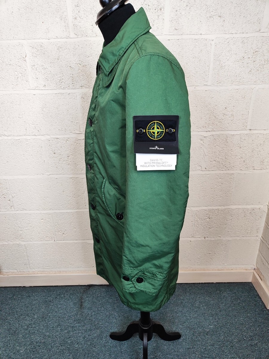 Stone Island David TC Primaloft Trench Coat In Green (Size Small