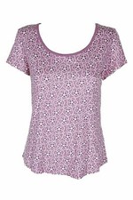 Charter Club Printed Cotton Knit Pajama T-Shirt Pink Floral Orchid Smoke S