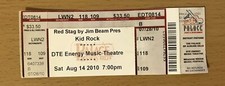 2010 KID ROCK DTE MUSIC CLARKSTON / DETROIT 8/14 CONCERT TICKET STUB 109