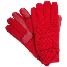 ISOTONER Red Textured Knit smarTouch smartDRI Lined Tech Gloves One Size