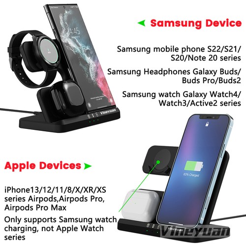 3In1 Wireless Fast Charger Dock Station For Apple Watch Air Pods iPhone 14 13 12 - Picture 5 of 12