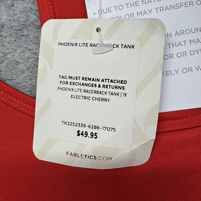 その他 N Fabletics Tank Top Women's 1X Red Racerback Sleeveless Scoop Neck