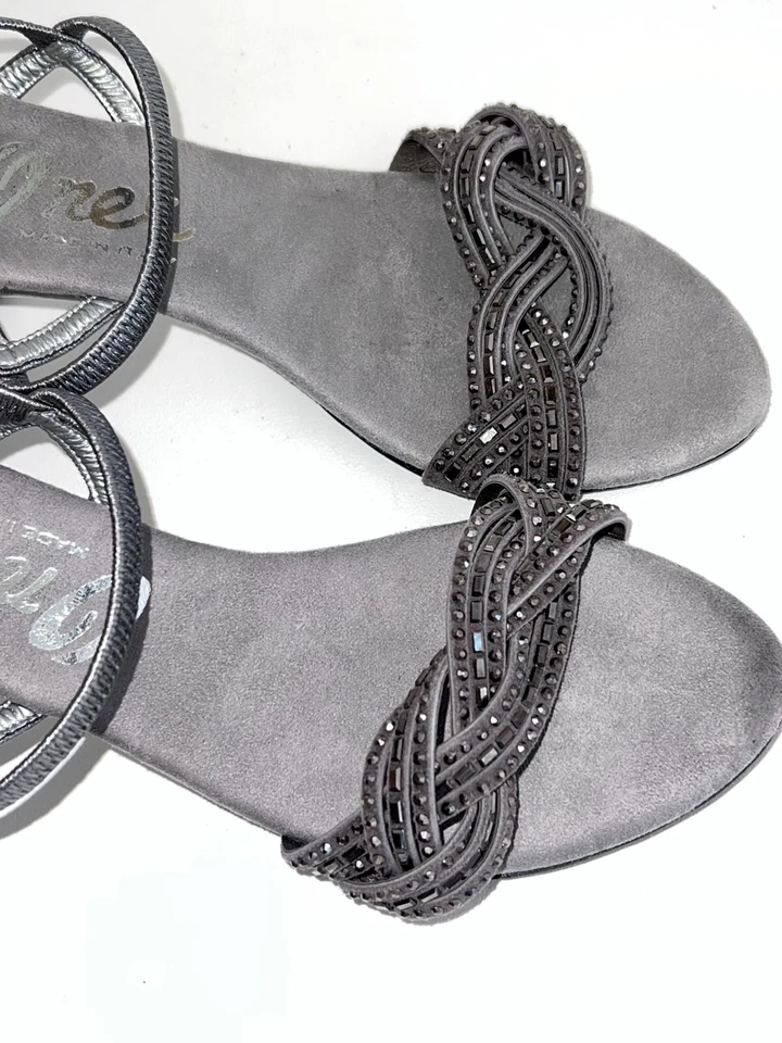 Sandália Onex Feminina Ritmo Strass Acentuada - Estanho, Tamanho 7 NOVA - Imagem 4 de 4