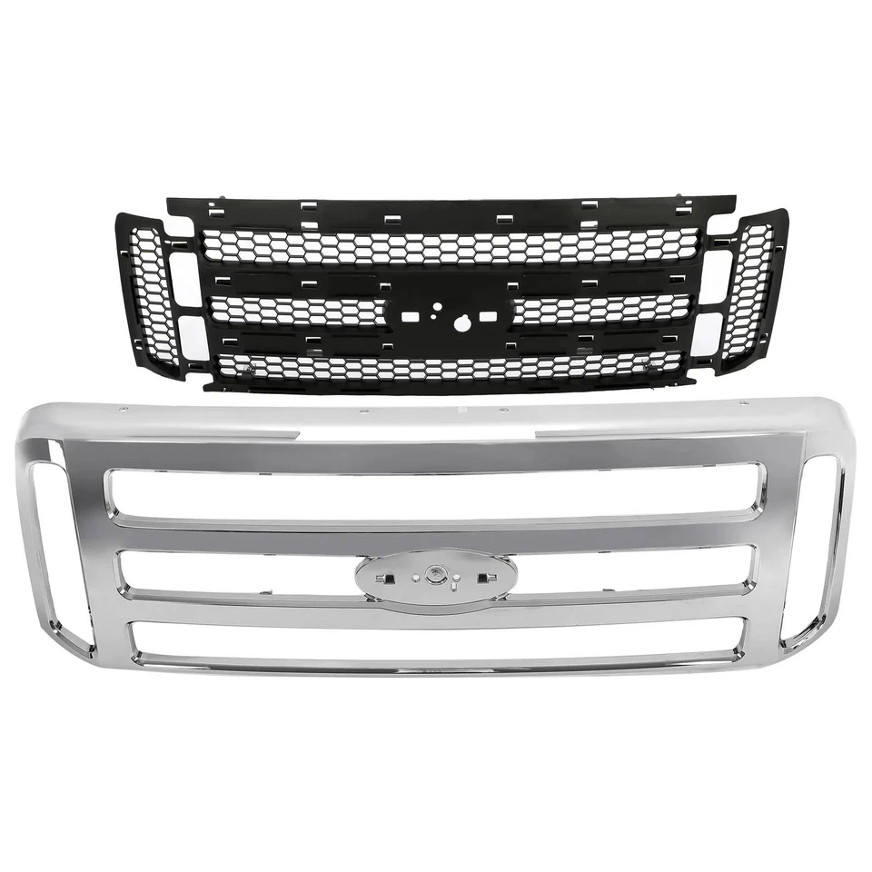 Parrilla delantera cromada para Ford F250 F350 F450 F550 Super Duty Excursion 1999-2004 Foto 4 de 4