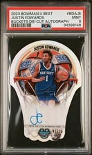 PSA 9 - JUSTIN EDWARDS #/75 Auto - 2023 Bowman U Best Buckets Die Cuts KENTUCKY