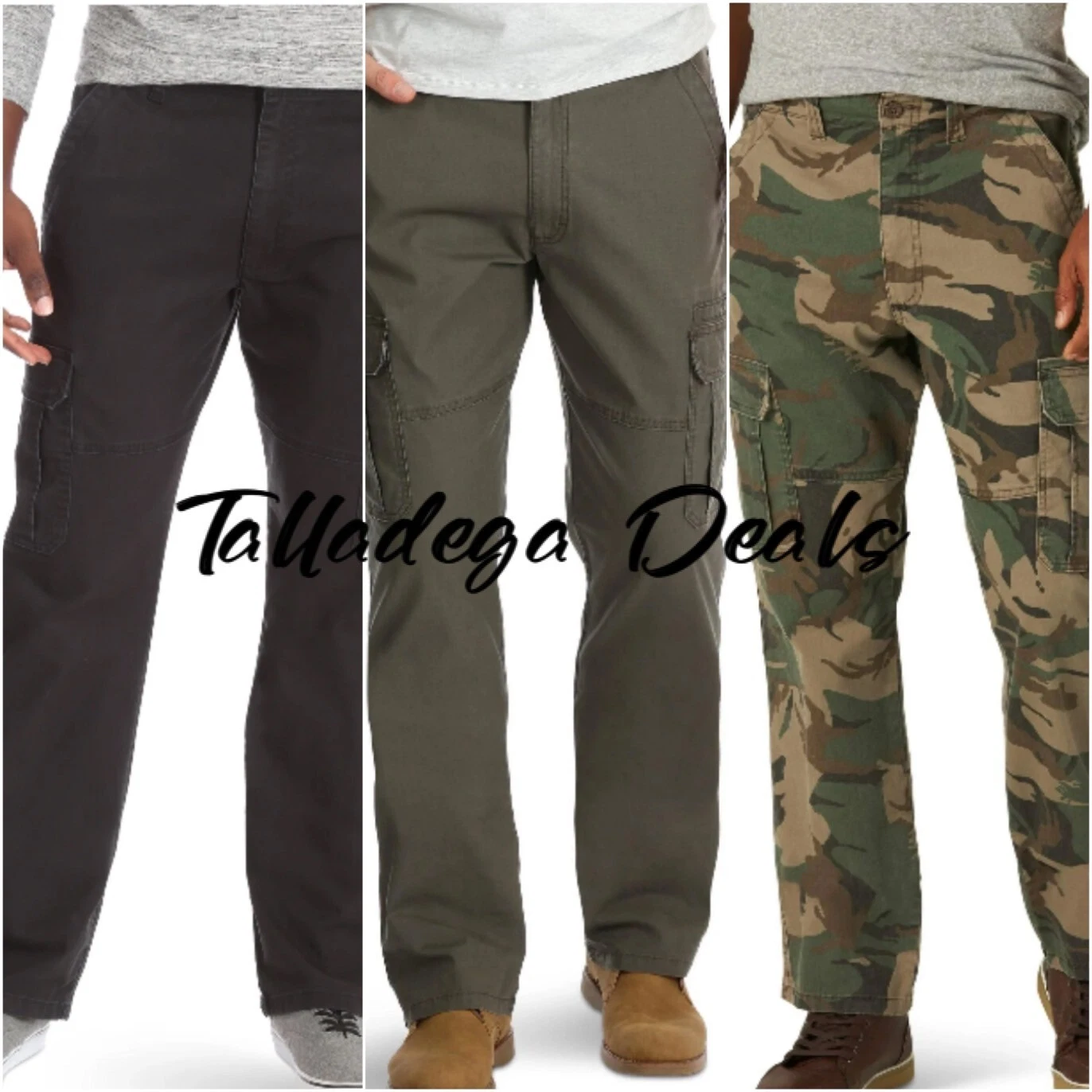 Men's Wrangler Relaxed Fit Cargo Pants w Stretch CHOOSE COLOR SIZE Solid or Camo