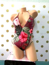 Victoria  s Secret Pink One Piece Plunge Swimsuit Tropical Floral Print S,M,L NWT