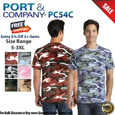 Port & Company PC54C Mens Short Sleeve Core Cotton Camo Crew Neck T-Shirt