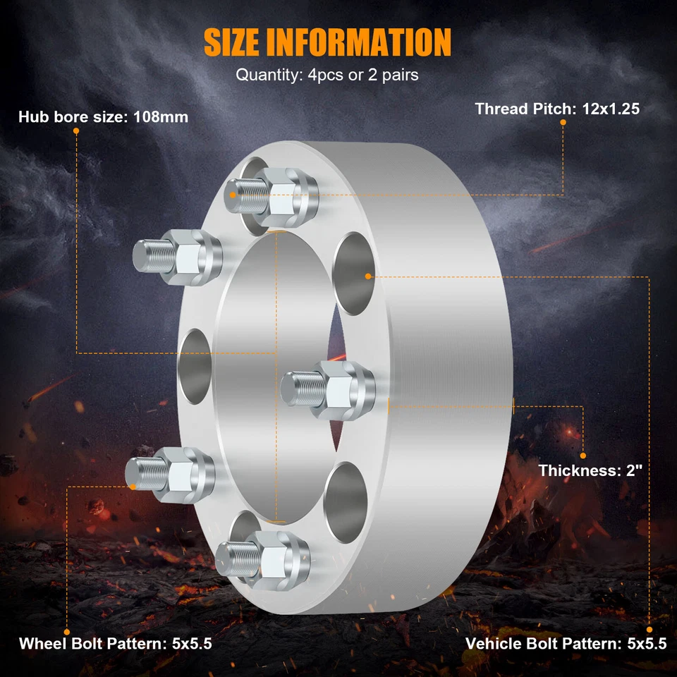 MIROZO 4x 2" 5x5.5 12x1.25 tacos espaciadores de rueda para Suzuki Vitara XL-7 Chevrolet Foto 2 de 4