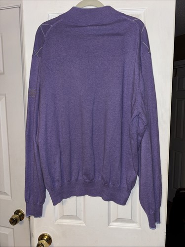Peter Millar XL Trump Int’l Golf Scotland Argyle Sweater Cotton Cashmere Purple - Picture 6 of 10