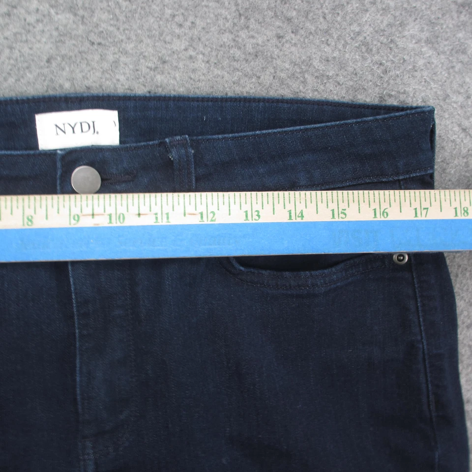 Pantalones de mezclilla para mujer NYDJ 12 azules lavado oscuro levantamiento pliegue tiro alto mamá Foto 3 de 4