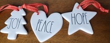 Rae Dunn Set of 3 Christmas Ornaments - Peace, Joy  Hope
