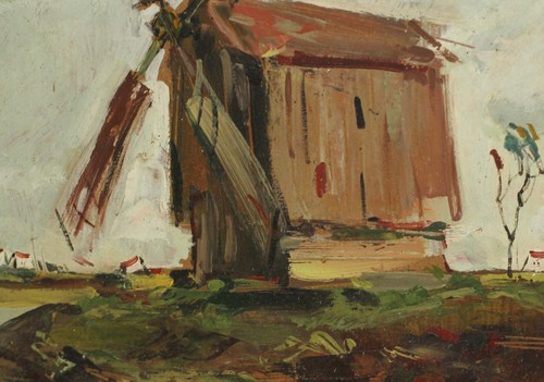 Krasimir Doichev ( 1961- ) Oil painting landscape windmill signed - Picture 9 of 12