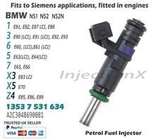 Petrol Fuel Injector 13537531634 for BMW 1 3 6 5 7 X3 X5 Z4 N51 N52