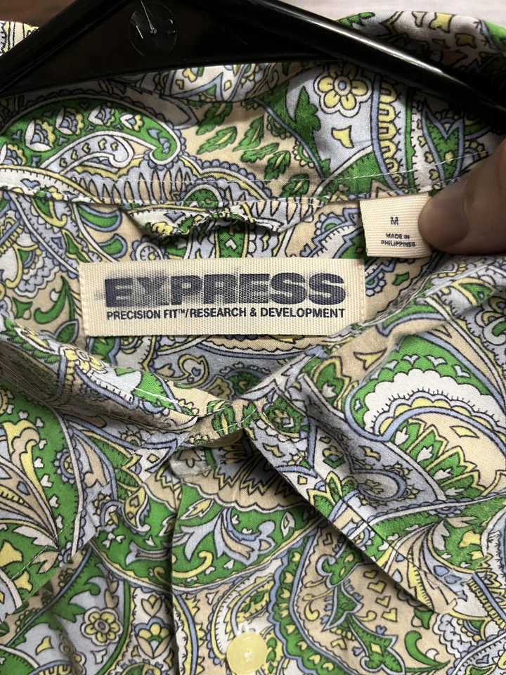 Camisa de vestir Express para hombre verde cachemira LS - M Foto 2 de 3