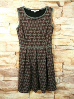 Max Studio Gray Brown Abstract Print Pleated Dress Size S ,F-103