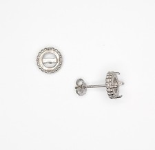6 mm Round Cabochon Bead Border Earring Settings Sterling Silver