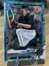 Max Meyer /199 AQUA LAVA REFRACTOR PROSPECT SP 2021 Bowman Draft Chrome Marlins 