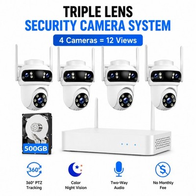 Wireless Security Camera System Wide Angle WiFi Outdoor Home CCTV 10CH NVR Set