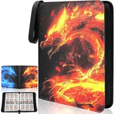 Card Binder 9 Pocket Holds 900 with 50 Removable Sleeves for Boys and Girls B...