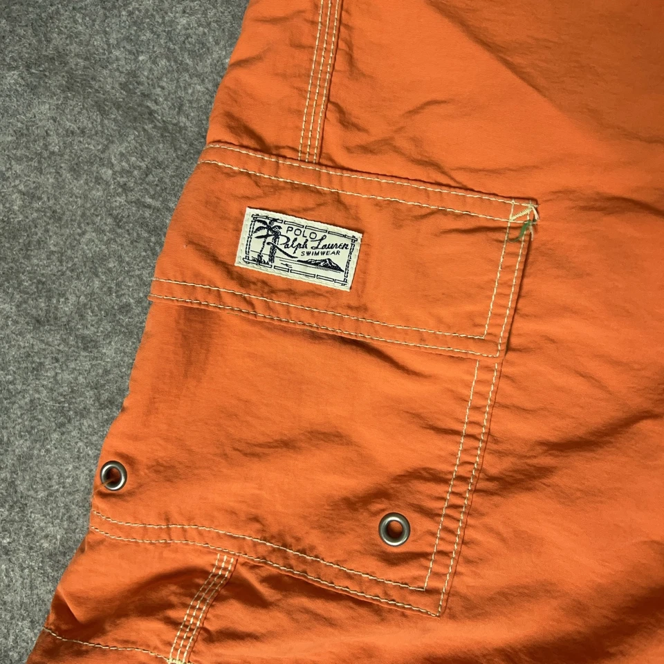 Bañador Polo Ralph Lauren Para Hombre Grande Naranja Verde Malla Forrado Board Shorts Foto 2 de 4