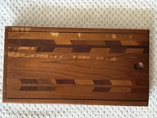 Mid-Century Marquetry Inlaid Wooden Pencil Box