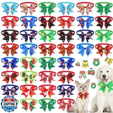 Maitys 40 Pcs Christmas Dog Bow Xmas Bow Ties for Dogs Cat Basic Bowties Coll