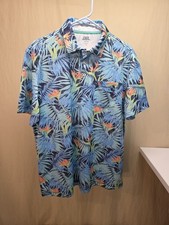 IZOD Saltwater Men  s Hawaiian Performance Polo Shirt Blue Green L Large