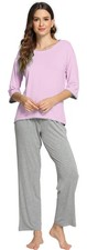WiWi Womens 3/4 Sleeve Pajamas Set Soft Cooling Bamboo Viscose Top with Pants...