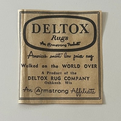 Deltox Rug Company An Armstrong Affiliate Oshkosh WI 1960 Oshkosh WI Ad SAH3-M12