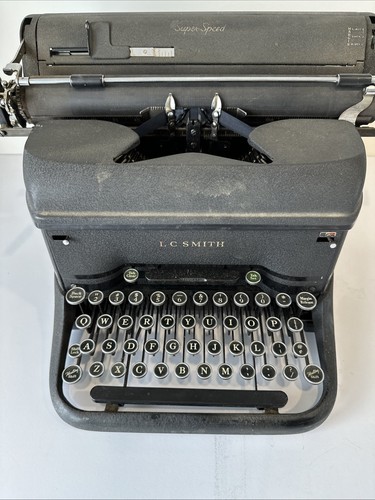 Máquina de escribir vintage LC SMITH súper velocidad, hecha en EE. UU., llaves antiguas con anillos cromados - Imagen 3 de 17