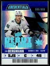 2019-20 Upper Deck Credentials Lean Bergmann Rookie 585/699 San Jose Sharks #117