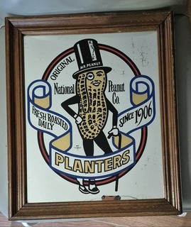 Vintage Original Planters Mr. Peanut 14.5" x 17.5" Framed Mirror