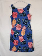 Tommy Bahama Sleeveless Hibiscus Pineapple Leaf Print Tropical Dress Medium