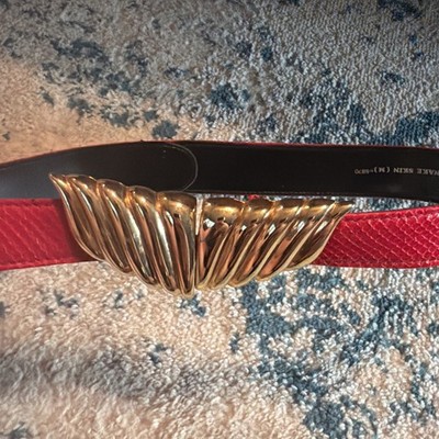 RAYMAN / RIDLESS GENUINE SNAKE SKIN BELT Red 1.5 W - Women s Size M 30/31