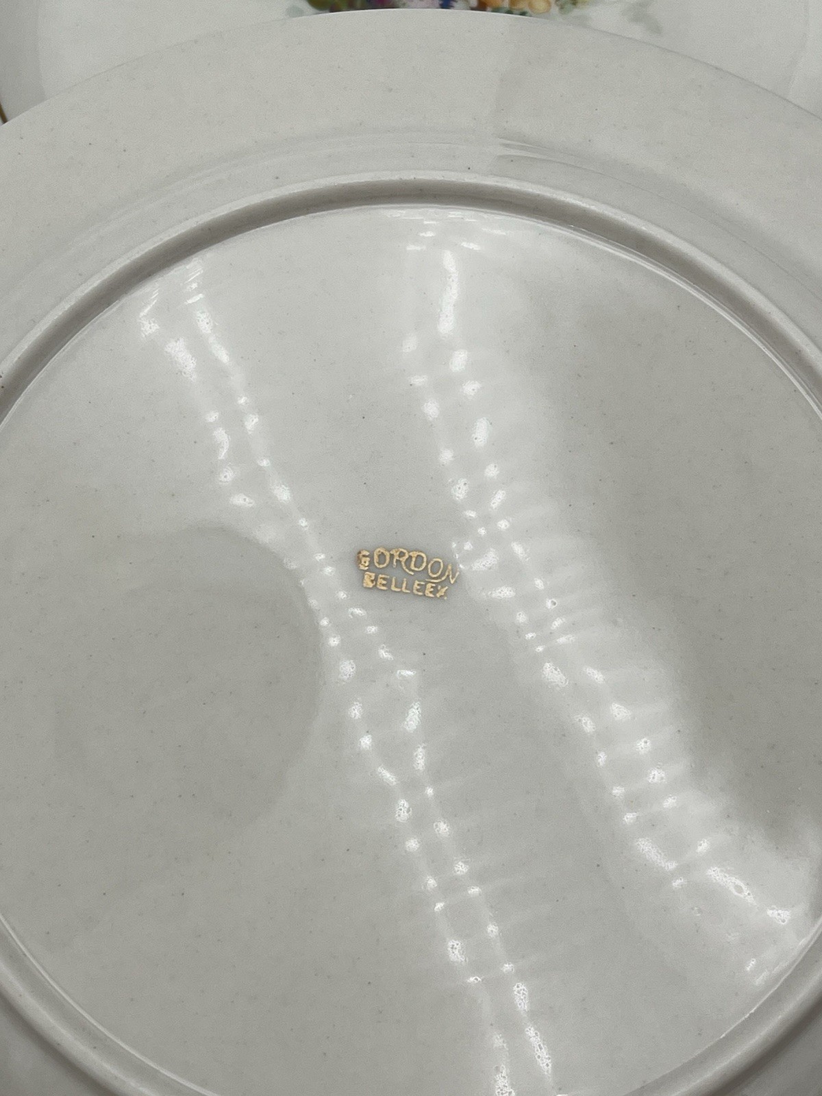 Vintage Gordon Belleek Floral Dinner Plates Set of 7 Cottagecore Shabby Cottage