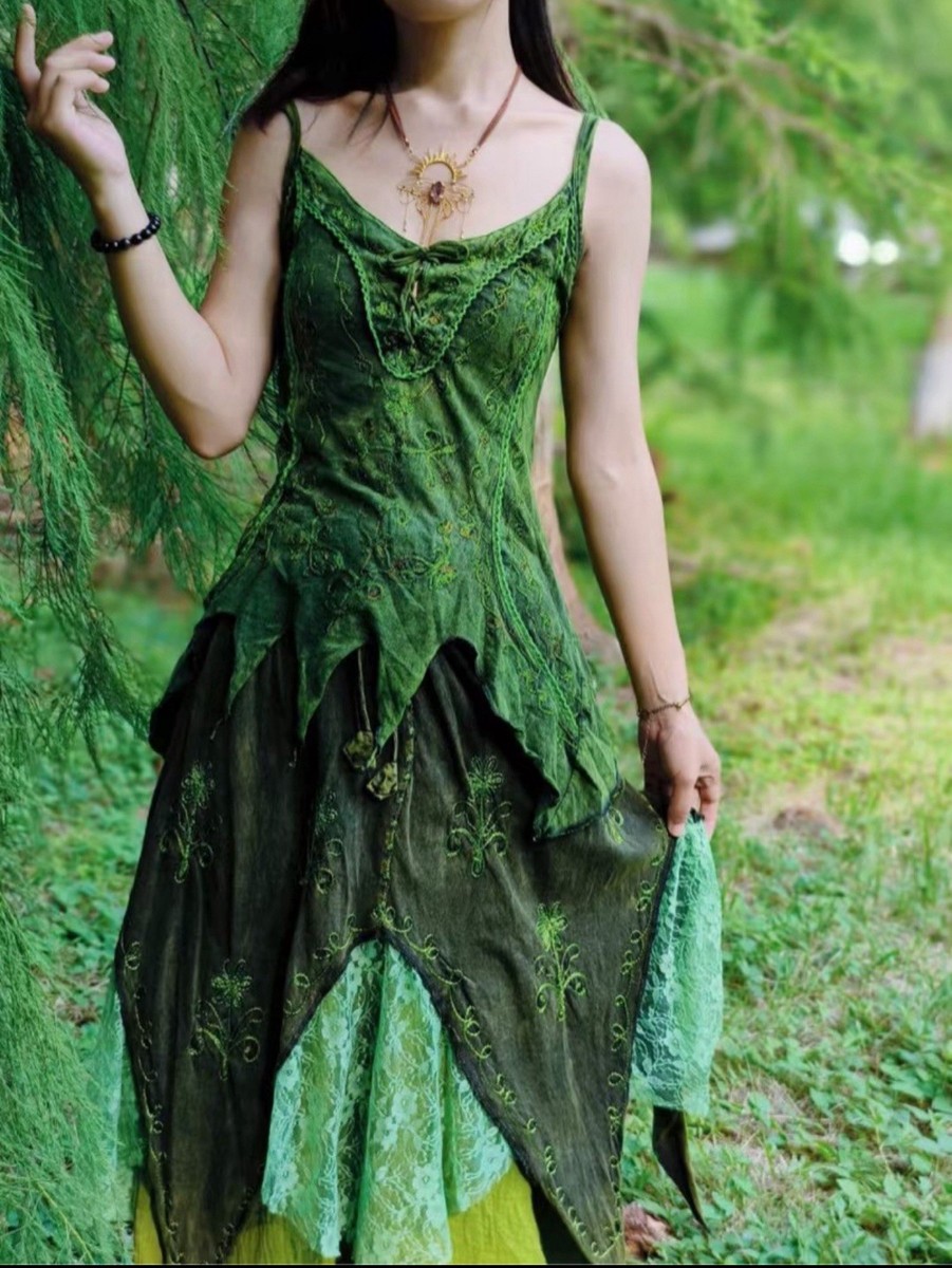 white christmas dresses Cottage Witch aesthetic dresses, Village Witch Cottagecore Dress main image 1
