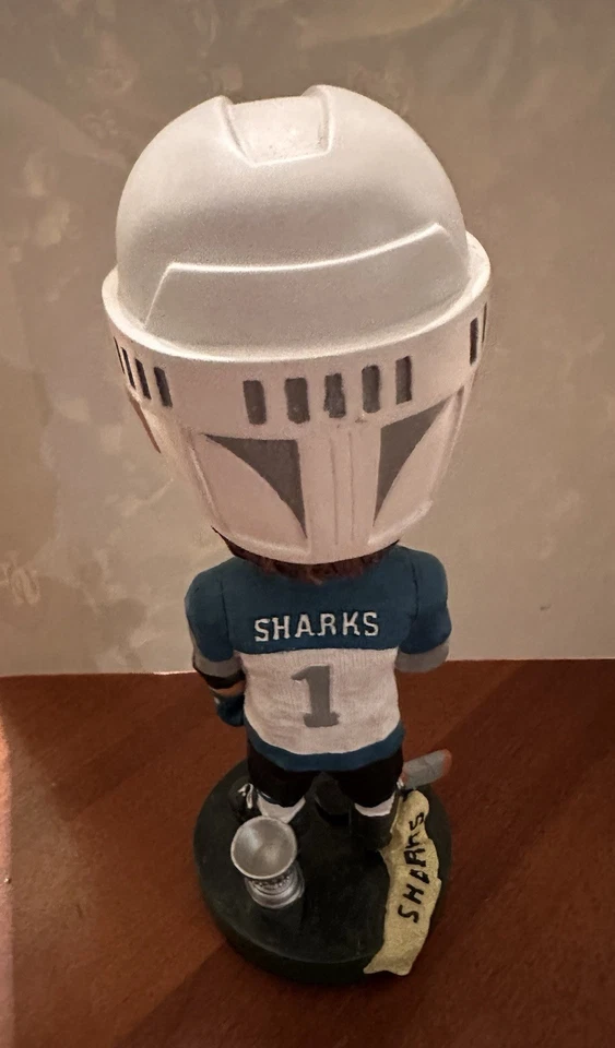 Shark Attack Collectible! San Jose Sharks Bobblehead & Button Pin Bundle - Image 2 of 4